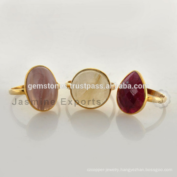 925 Silver Precious and Semi Precious Gemstone Jewelry Vermeil Gemstone Rings